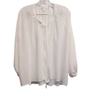 Prologue Long Sleeve Light Weight White Flowy Women's Blouse Plus Size XXL